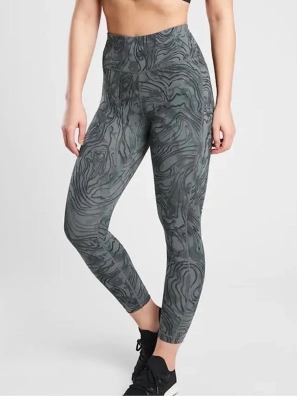 ATHLETA Ultimate Stash Pocket 7/8 Tight High-Waist Green Marble Print Leggings